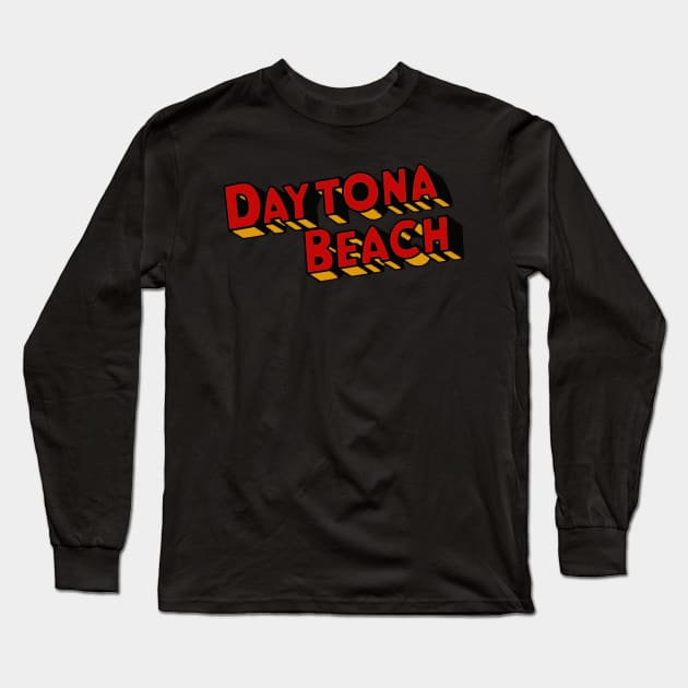 Vintage Style Daytona Beach Text Long Sleeve T-Shirt by zsonn
